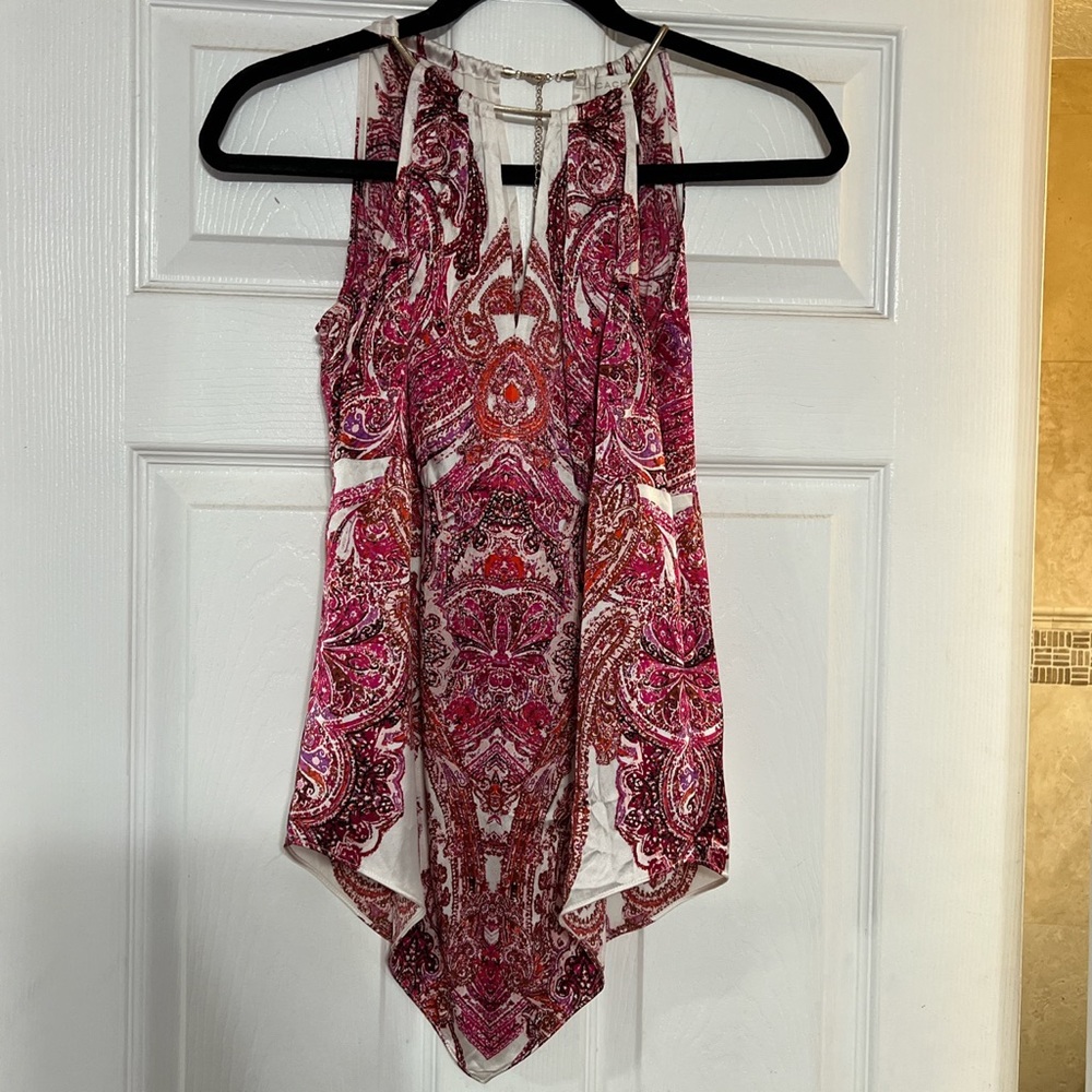 Cache Silk Patterned Top Y2K